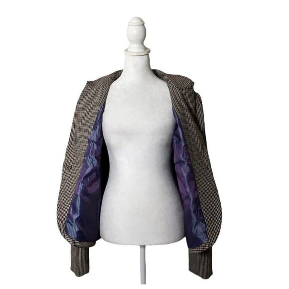 Autres Filles Houndstooth Shoulder Padded Womens Blazer Crest Buttons NWT US XL - Picture 6 of 13